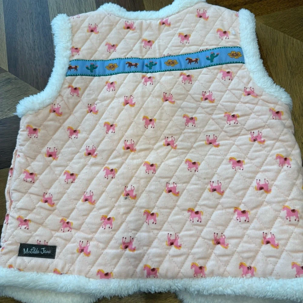 Matilda Jane Pink Quilted Vest with Horse Pattern new with tags